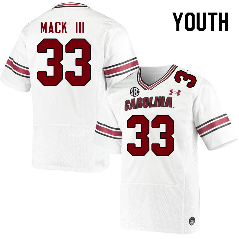 Youth #33 Buddy Mack III South Carolina Gamecocks College Football Jerseys Stitched-White
